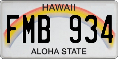 HI license plate FMB934