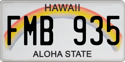 HI license plate FMB935