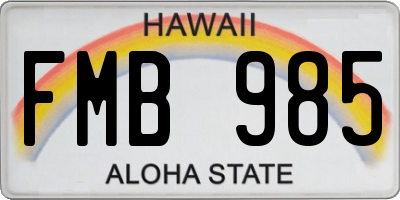 HI license plate FMB985
