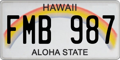 HI license plate FMB987
