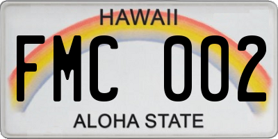 HI license plate FMC002