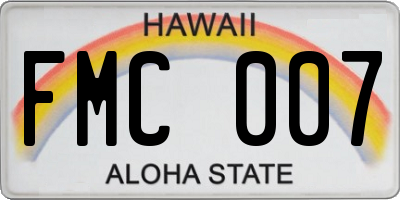 HI license plate FMC007