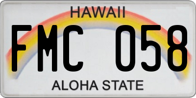 HI license plate FMC058