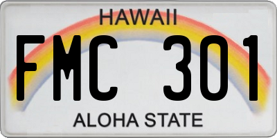 HI license plate FMC301