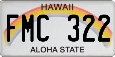 HI license plate FMC322