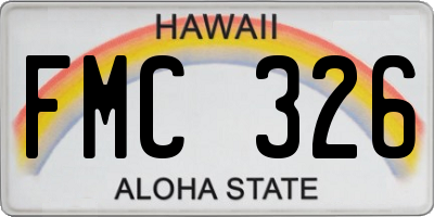 HI license plate FMC326