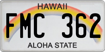 HI license plate FMC362