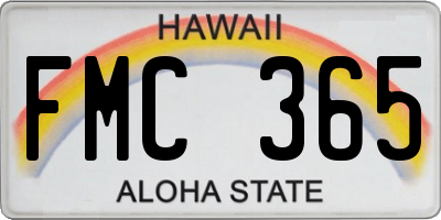 HI license plate FMC365