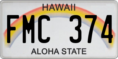 HI license plate FMC374