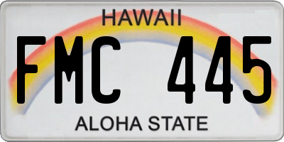 HI license plate FMC445