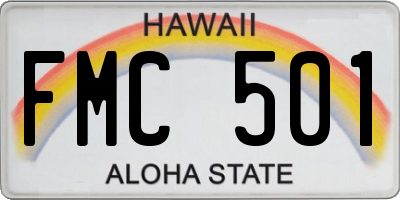 HI license plate FMC501