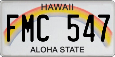 HI license plate FMC547