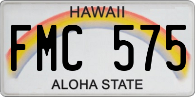 HI license plate FMC575