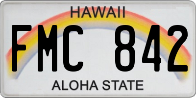 HI license plate FMC842