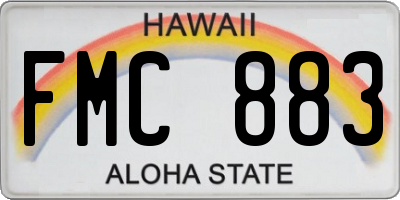HI license plate FMC883