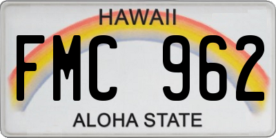 HI license plate FMC962