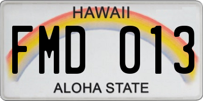 HI license plate FMD013