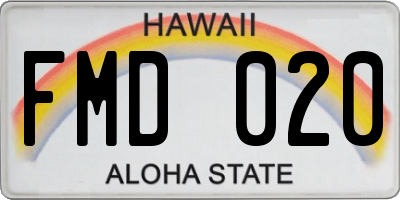 HI license plate FMD020