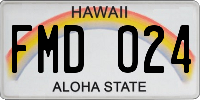 HI license plate FMD024