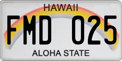 HI license plate FMD025