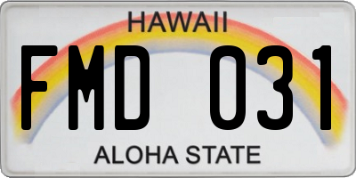 HI license plate FMD031