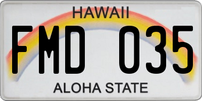 HI license plate FMD035