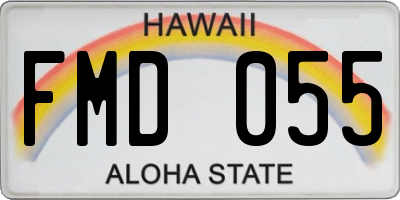 HI license plate FMD055