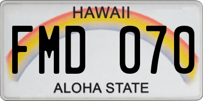 HI license plate FMD070