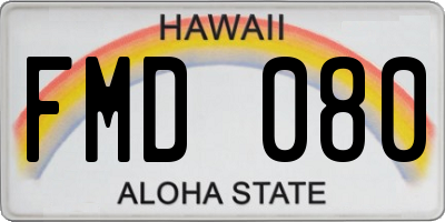 HI license plate FMD080