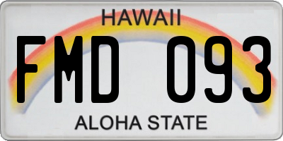 HI license plate FMD093