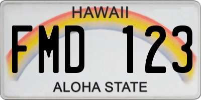 HI license plate FMD123