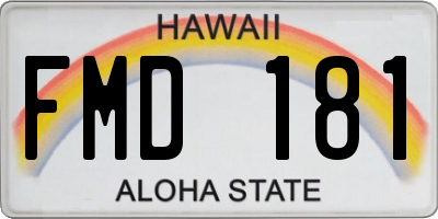 HI license plate FMD181