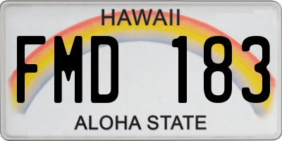 HI license plate FMD183