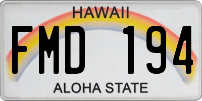 HI license plate FMD194