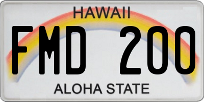 HI license plate FMD200