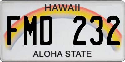 HI license plate FMD232