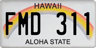 HI license plate FMD311