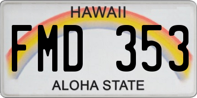 HI license plate FMD353