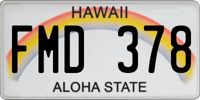 HI license plate FMD378