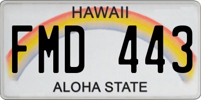 HI license plate FMD443