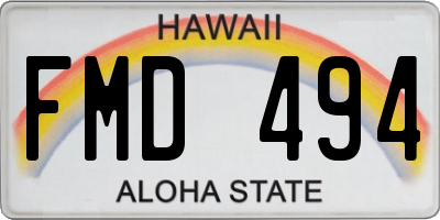 HI license plate FMD494