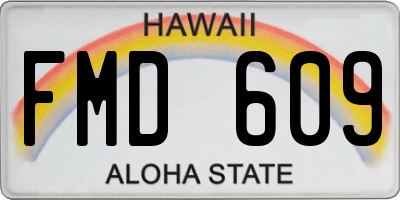 HI license plate FMD609