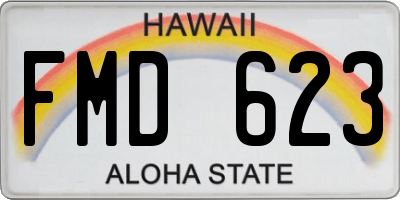 HI license plate FMD623