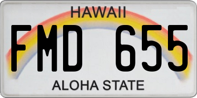 HI license plate FMD655