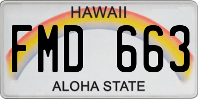 HI license plate FMD663