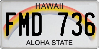HI license plate FMD736