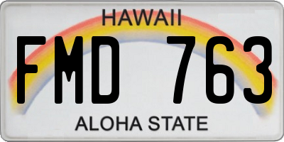 HI license plate FMD763