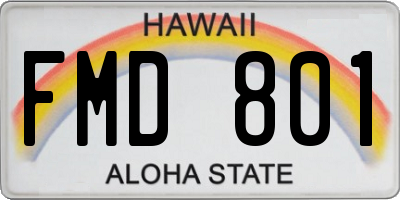 HI license plate FMD801