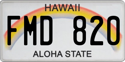 HI license plate FMD820