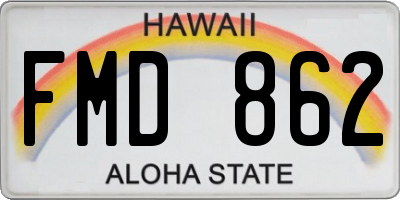HI license plate FMD862